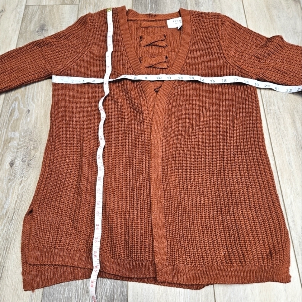 Pinque Stitch Fix Jamelya Rust Open Cardigan Back Detail Sweater Women's Small - Picture 6 of 11